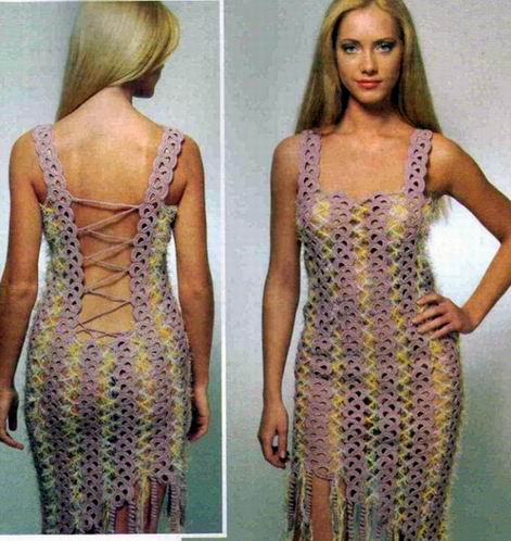 платье вязаное из полос